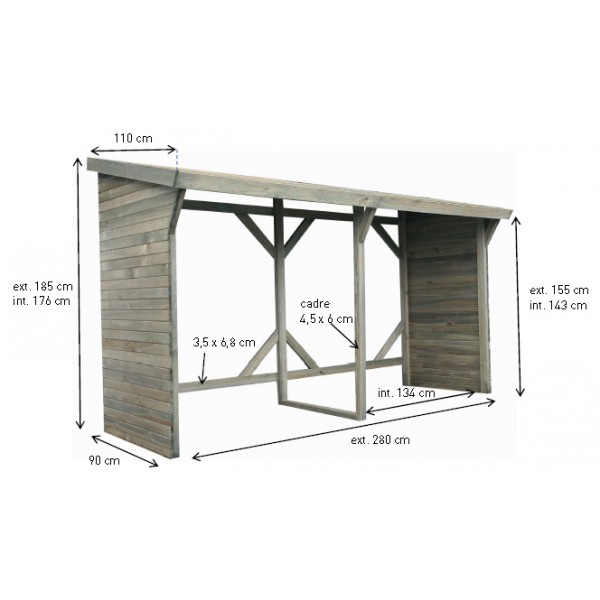 Abri bûches Split - Capacité 1.5 stères Jardipolys.