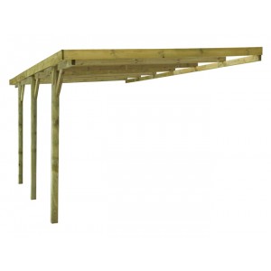 Carport bois adossé GUS 300x524 H245 sans couverture