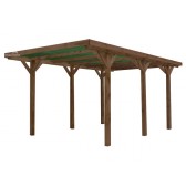 Carport en bois traité 3.00 x 5.10 m Couverture PVC Vert